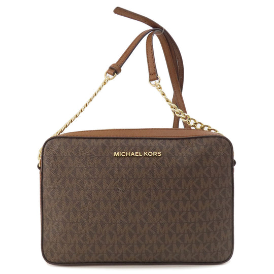 MICHAEL KORS Shoulder Bag PVC Brown MK signature