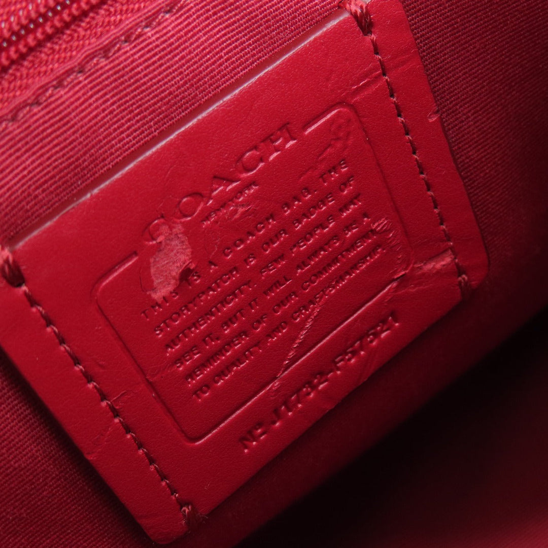 COACH Handbag F57521 leather Red logo 2WAY Women Used Authentic