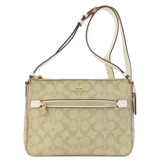 COACH Shoulder Bag 91013 PVC white Signature Women Used Authentic