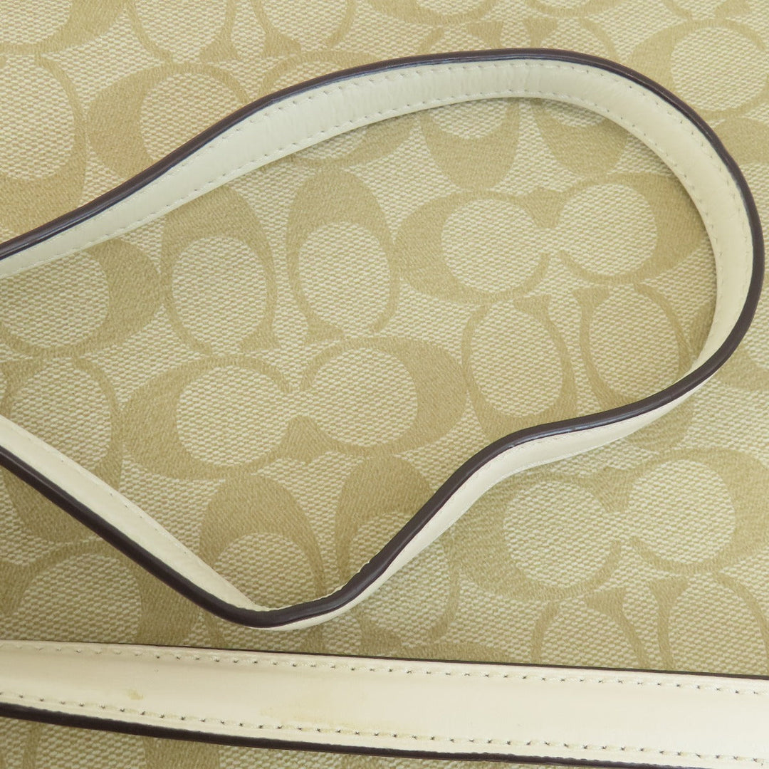 COACH Shoulder Bag 91013 PVC white Signature Women Used Authentic