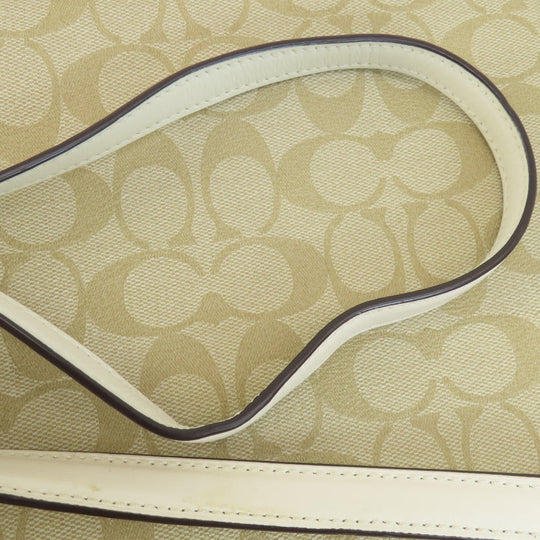 COACH Shoulder Bag 91013 PVC white Signature Women Used Authentic