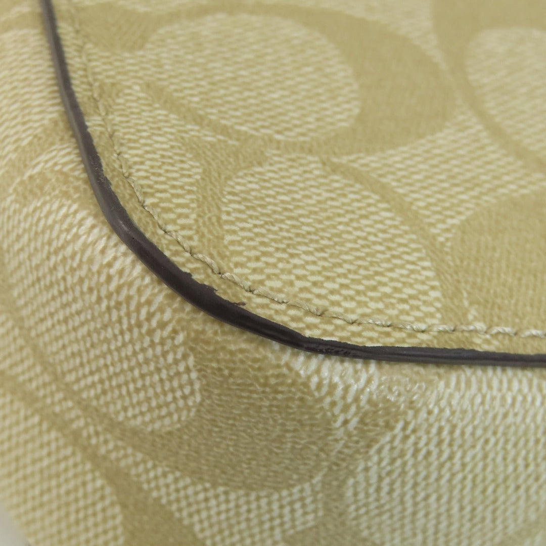 COACH Shoulder Bag 91013 PVC white Signature Women Used Authentic