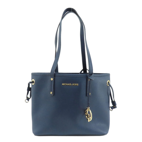 MICHAEL KORS Tote Bag PVC Navy logo Women Used Authentic