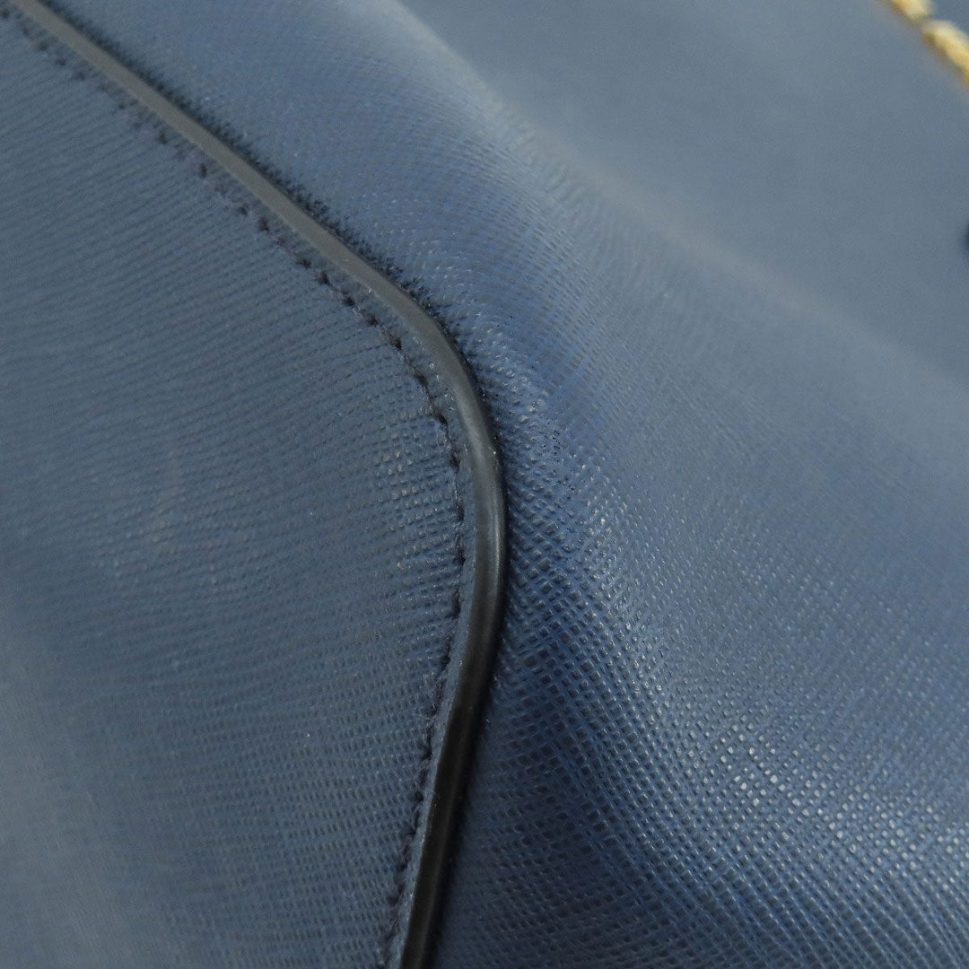 MICHAEL KORS Tote Bag PVC Navy logo Women Used Authentic