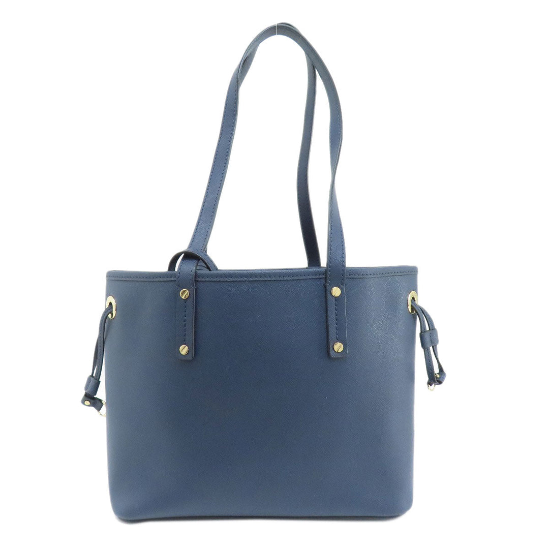 MICHAEL KORS Tote Bag PVC Navy logo Women Used Authentic