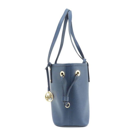 MICHAEL KORS Tote Bag PVC Navy logo Women Used Authentic