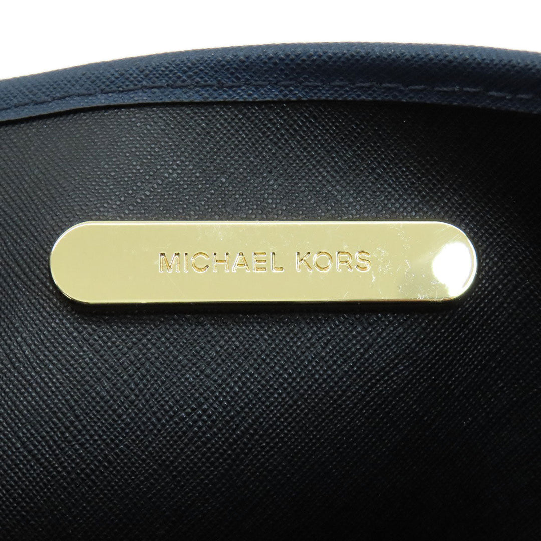 MICHAEL KORS Tote Bag PVC Navy logo Women Used Authentic