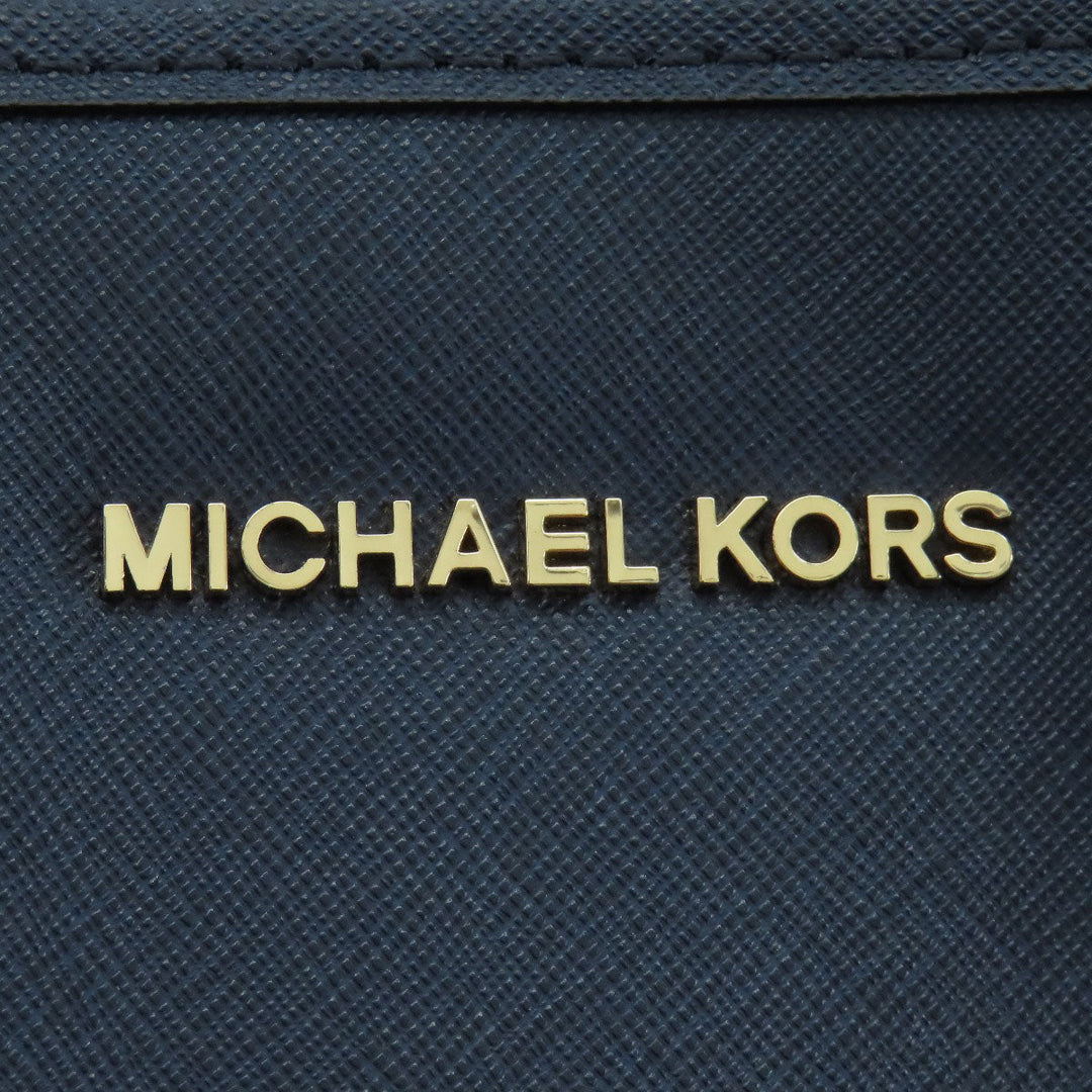 MICHAEL KORS Tote Bag PVC Navy logo Women Used Authentic