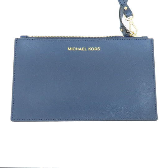 MICHAEL KORS Tote Bag PVC Navy logo Women Used Authentic