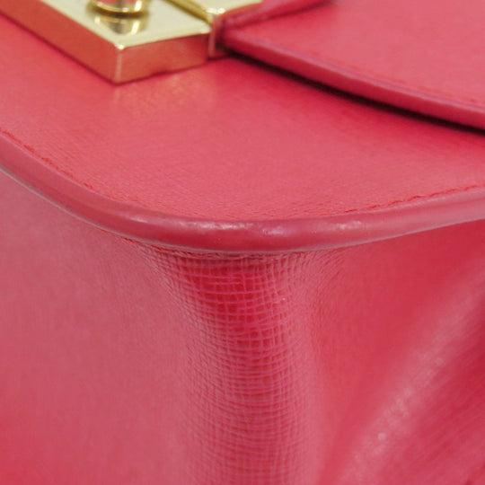 Furla Shoulder Bag leather Red metropolis Women Used Authentic