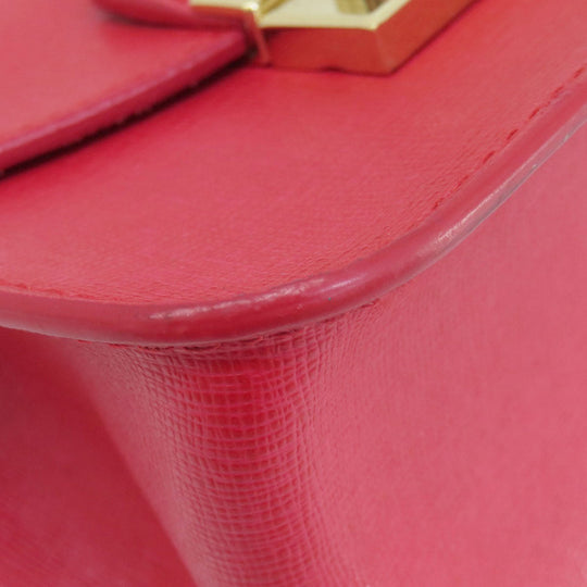 Furla Shoulder Bag leather Red metropolis Women Used Authentic