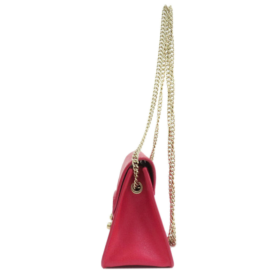 Furla Shoulder Bag leather Red metropolis Women Used Authentic