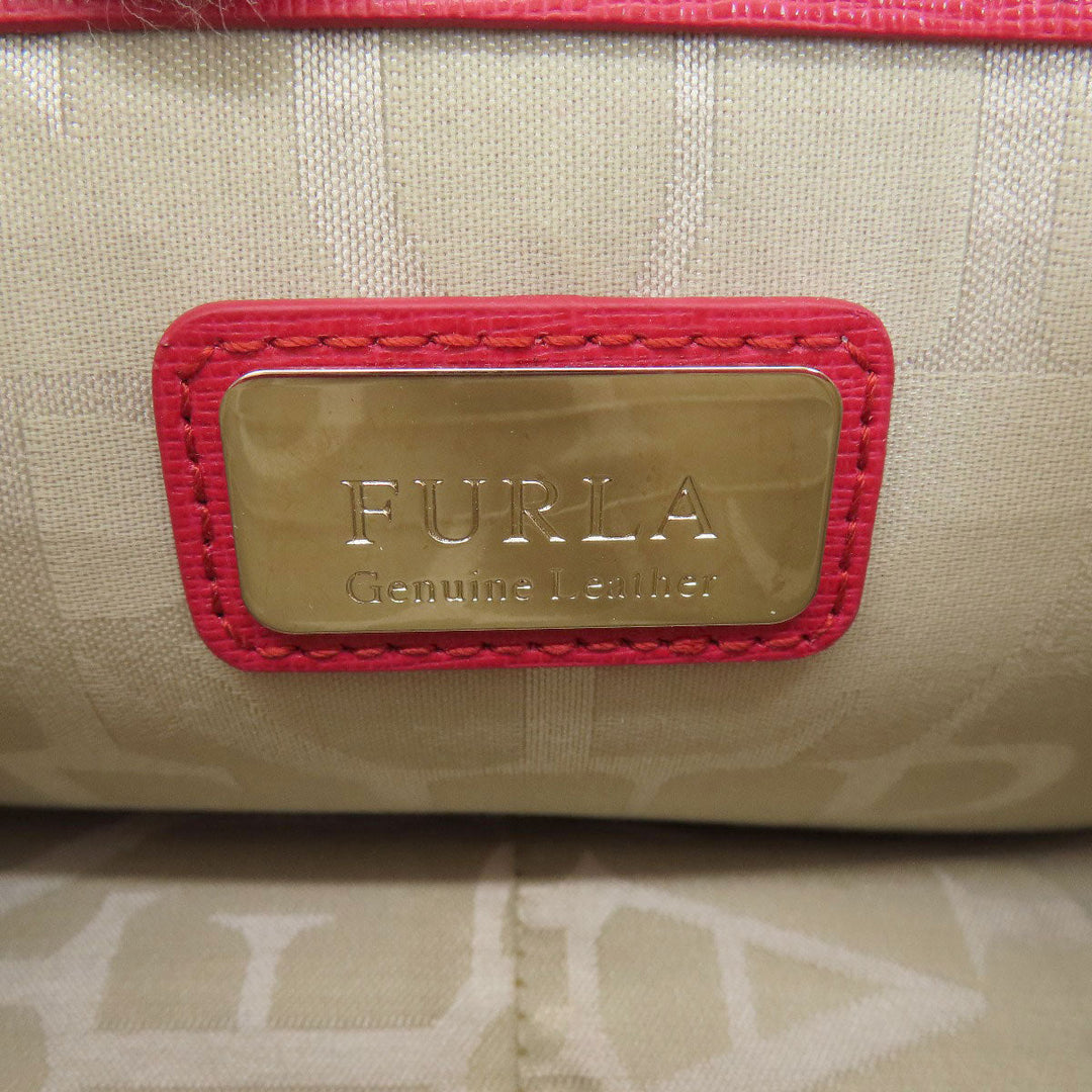 Furla Shoulder Bag leather Red metropolis Women Used Authentic