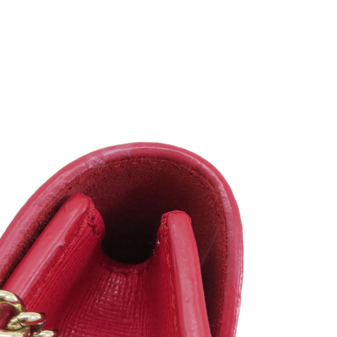 Furla Shoulder Bag leather Red metropolis Women Used Authentic