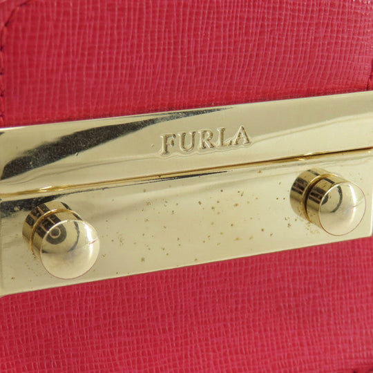 Furla Shoulder Bag leather Red metropolis Women Used Authentic