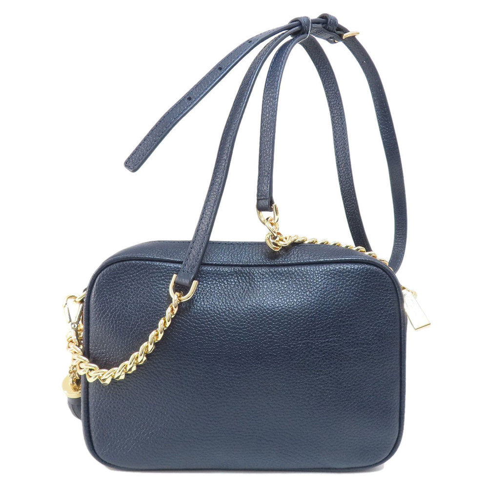 MICHAEL KORS Shoulder Bag leather Navy ChainShoulder Women Used Authentic