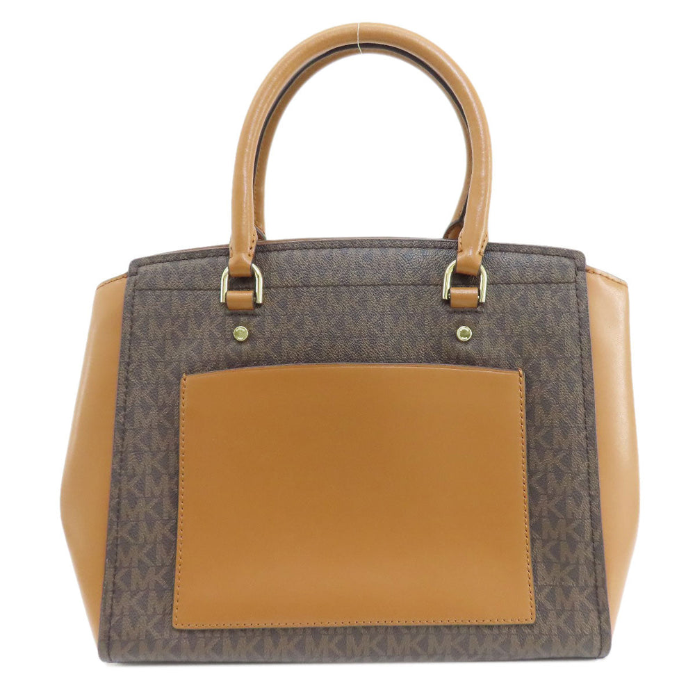 MICHAEL KORS Tote Bag PVC Brown MK Signature 2WAY Women Used Authentic