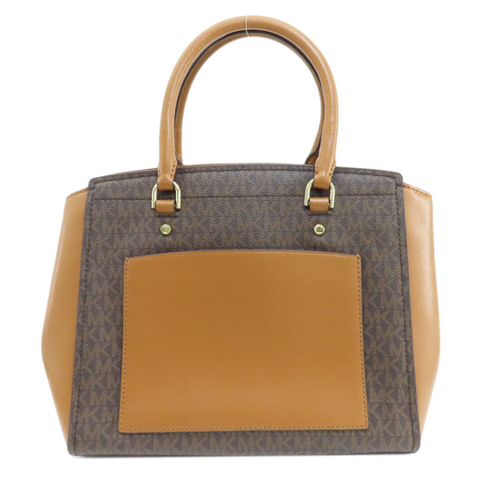 MICHAEL KORS Tote Bag PVC Brown MK Signature 2WAY Women Used Authentic