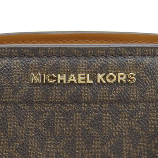 MICHAEL KORS Tote Bag PVC Brown MK Signature 2WAY Women Used Authentic