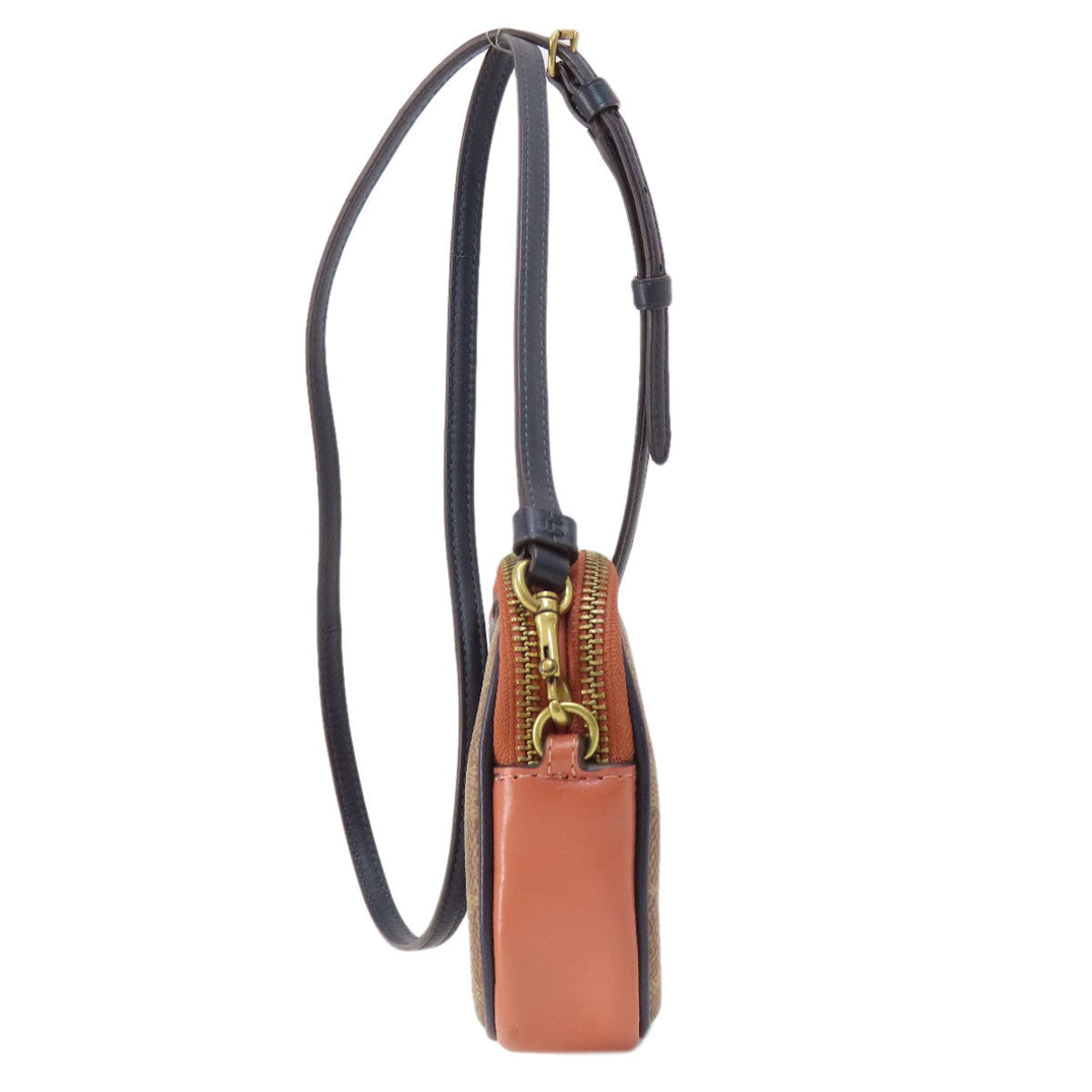 COACH Shoulder Bag 73311 PVC Brown Signature Women Used Authentic