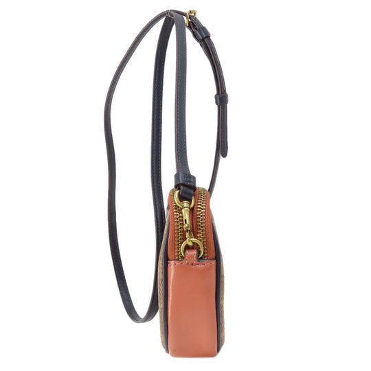 COACH Shoulder Bag 73311 PVC Brown Signature Women Used Authentic