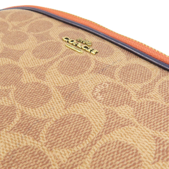 COACH Shoulder Bag 73311 PVC Brown Signature Women Used Authentic