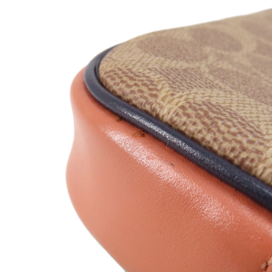 COACH Shoulder Bag 73311 PVC Brown Signature Women Used Authentic