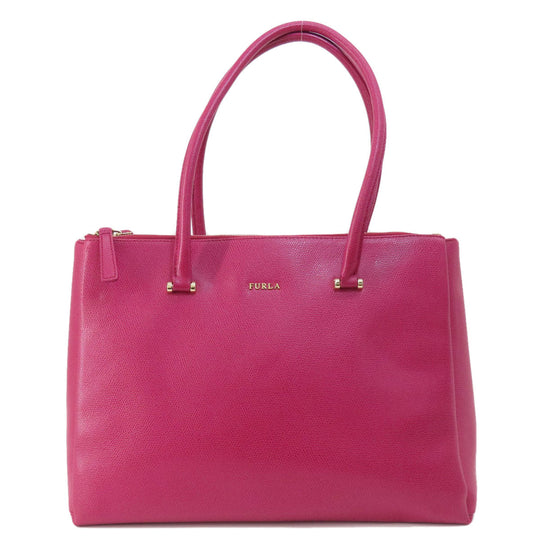 Furla Tote Bag leather pink logo Women Used Authentic