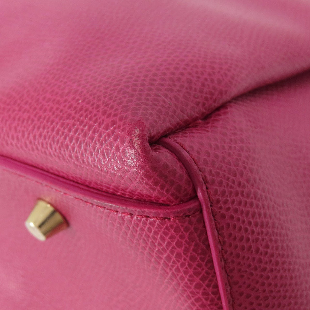 Furla Tote Bag leather pink logo Women Used Authentic