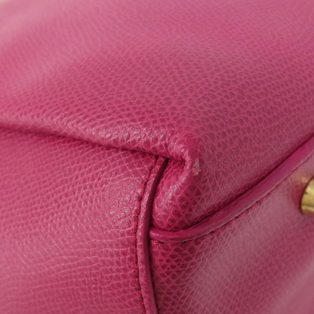 Furla Tote Bag leather pink logo Women Used Authentic