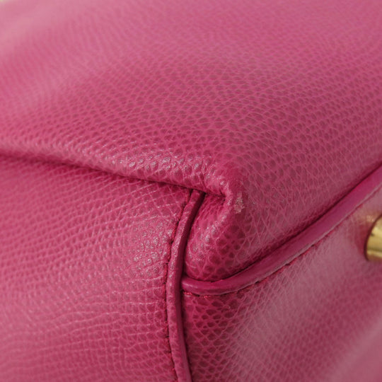 Furla Tote Bag leather pink logo Women Used Authentic