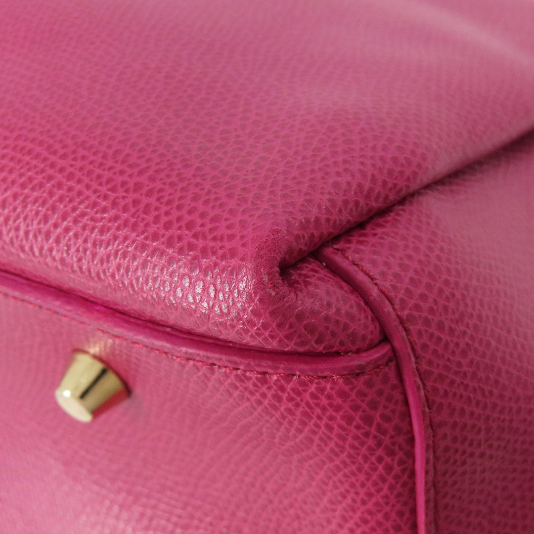Furla Tote Bag leather pink logo Women Used Authentic