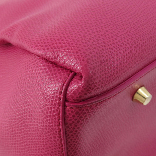 Furla Tote Bag leather pink logo Women Used Authentic