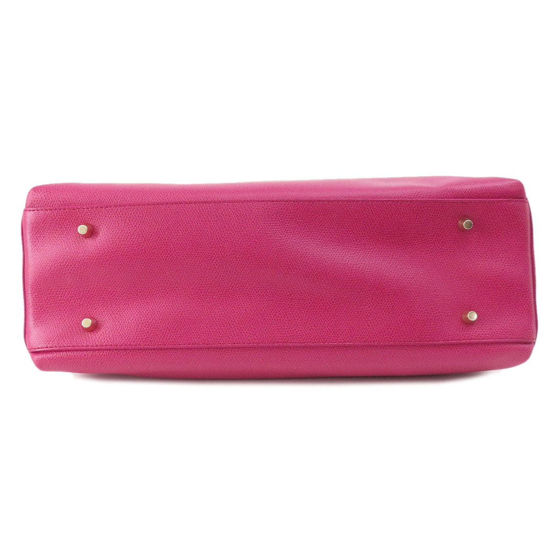 Furla Tote Bag leather pink logo Women Used Authentic