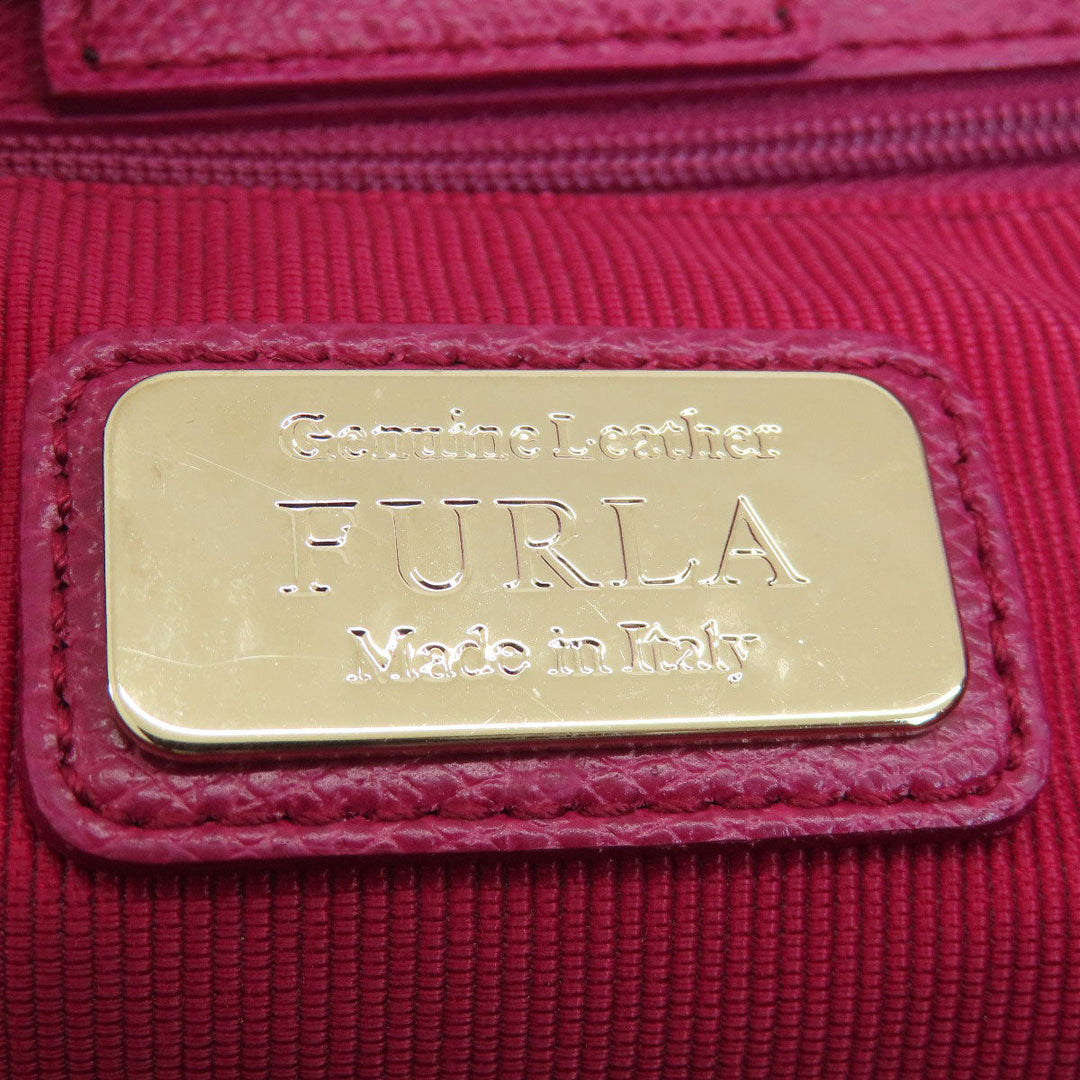 Furla Tote Bag leather pink logo Women Used Authentic