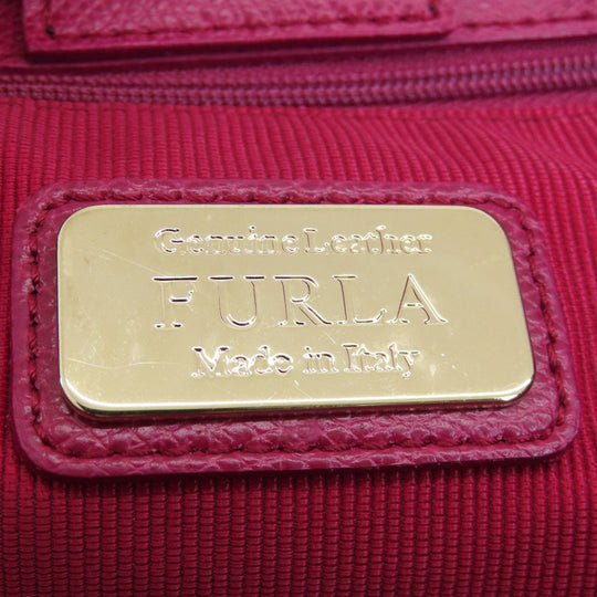 Furla Tote Bag leather pink logo Women Used Authentic
