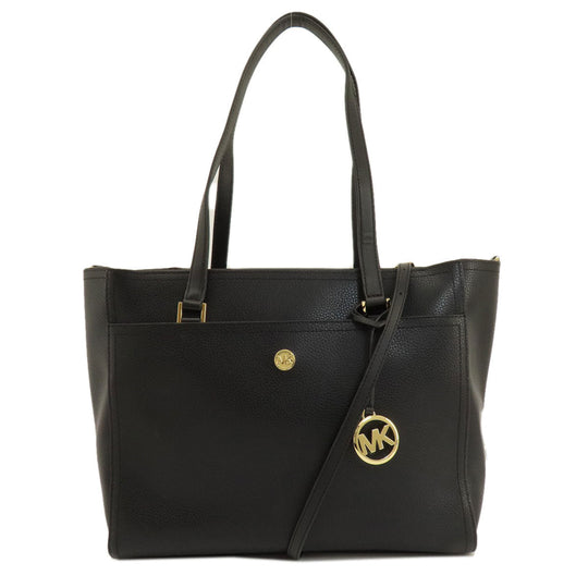 MICHAEL KORS Tote Bag leather black logo Women Used Authentic