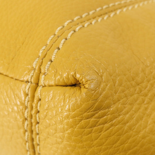 COACH Tote Bag F28997 leather yellow logo Women Used Authentic