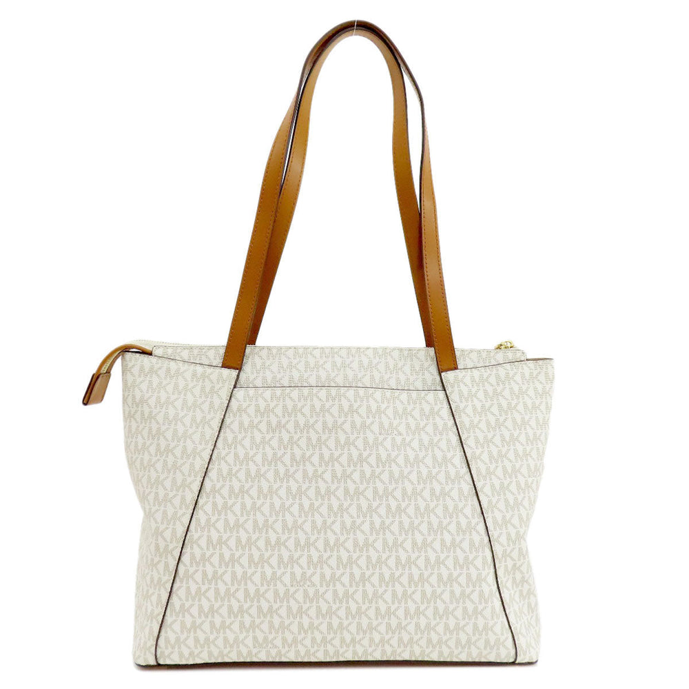 MICHAEL KORS Tote Bag PVC white MK signature Women Used Authentic