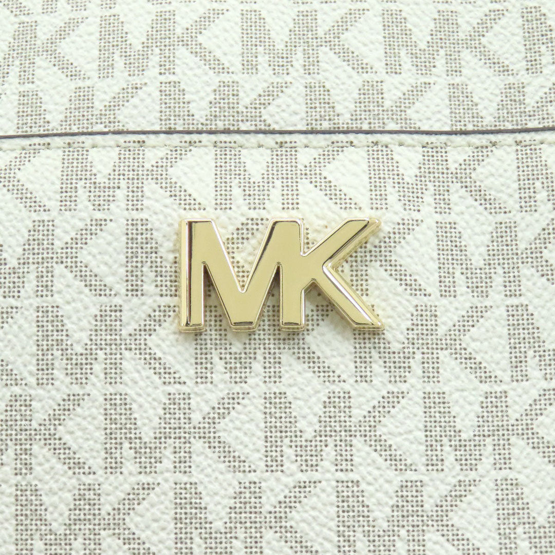 MICHAEL KORS Tote Bag PVC white MK signature Women Used Authentic