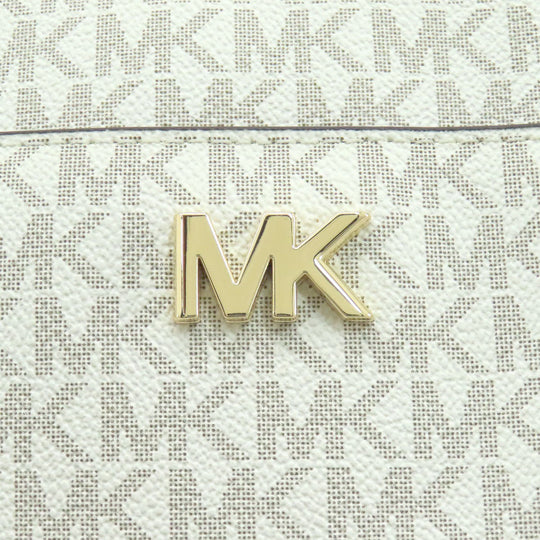 MICHAEL KORS Tote Bag PVC white MK signature Women Used Authentic