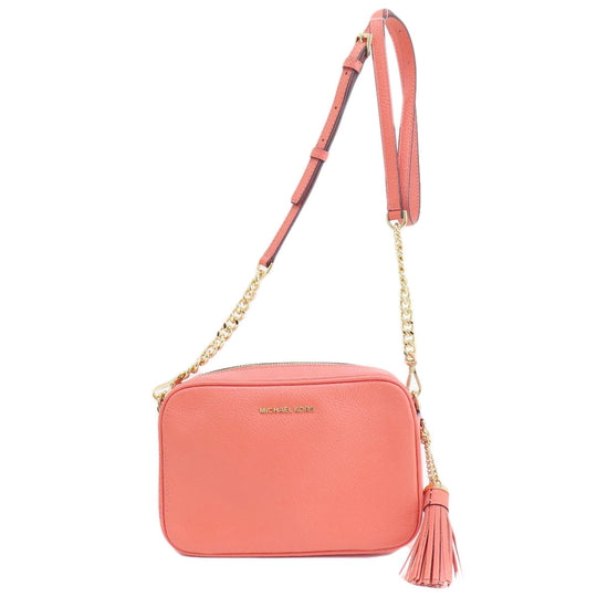 MICHAEL KORS Shoulder Bag leather pink logo Women Used Authentic