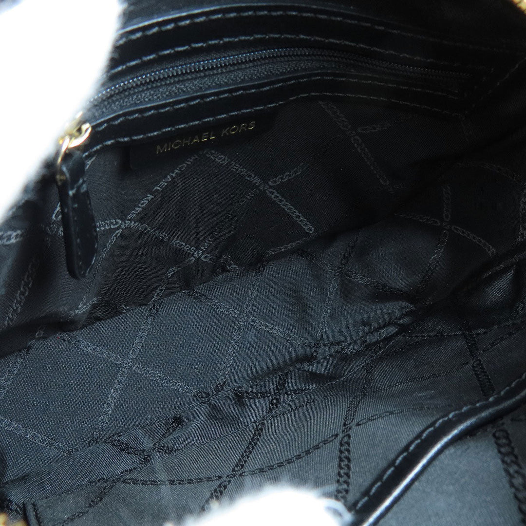 MICHAEL KORS Shoulder Bag PVC black MK signature Women Used Authentic