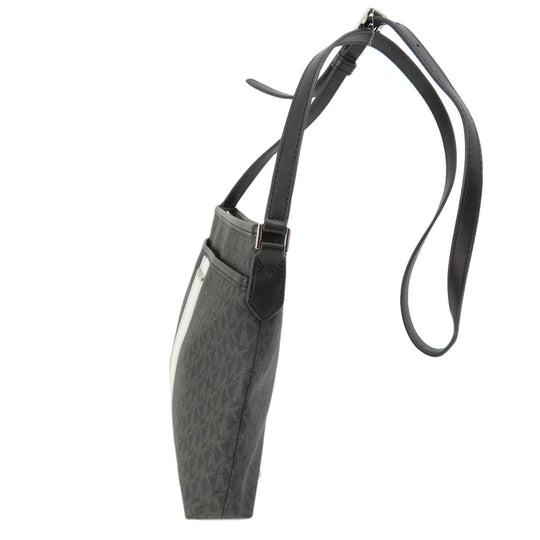 MICHAEL KORS Shoulder Bag PVC black MK signature Women Used Authentic