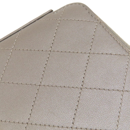 CHANEL Shoulder Bag Calfskin Brown Matelasse SilverMetal