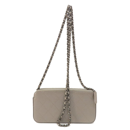 CHANEL Shoulder Bag Calfskin Brown Matelasse SilverMetal