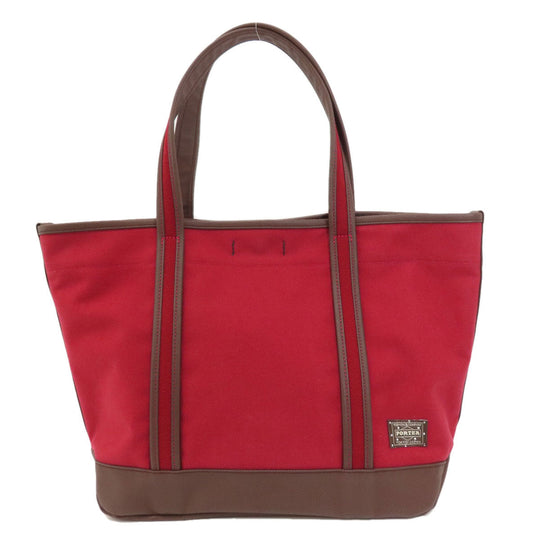 PORTER Tote Bag canvas Red logo Women Used Authentic