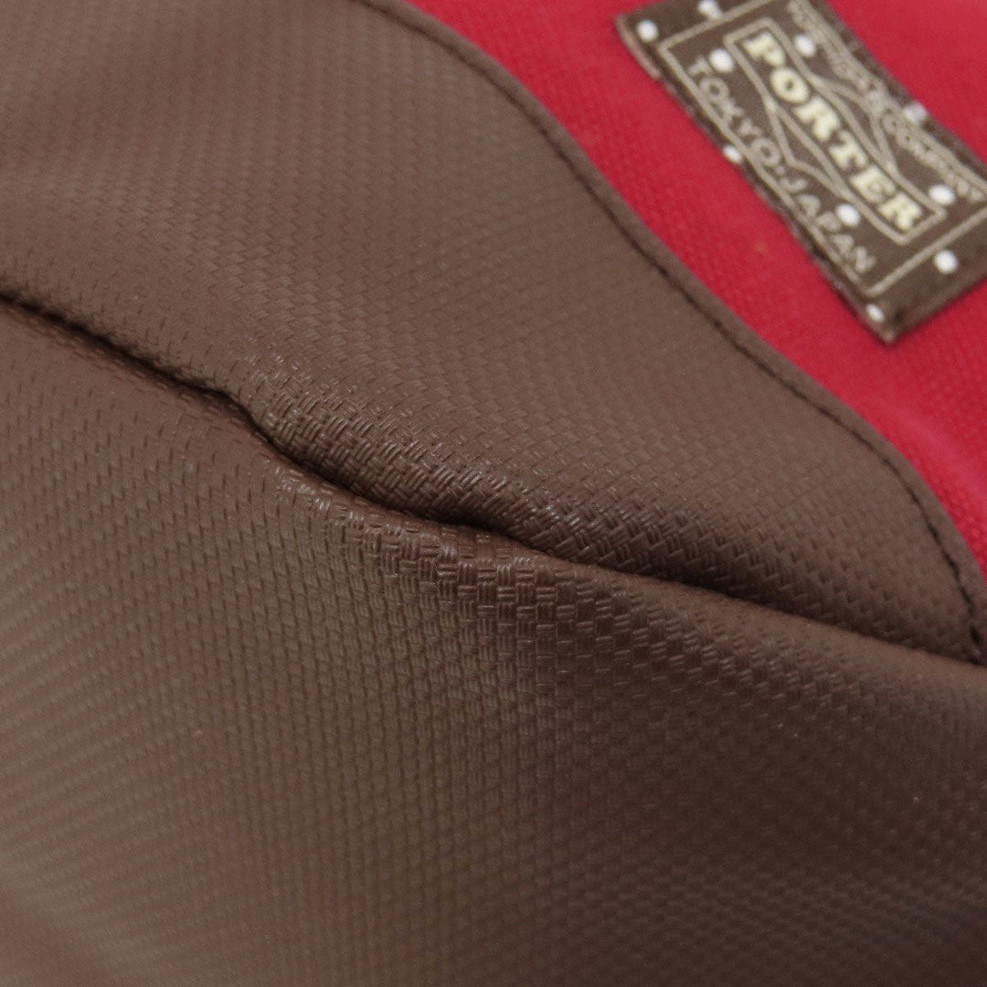 PORTER Tote Bag canvas Red logo Women Used Authentic