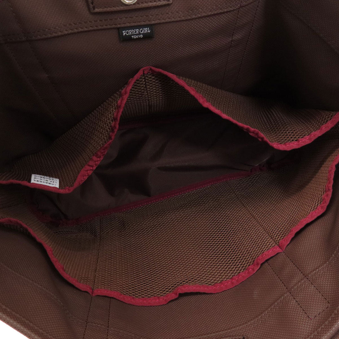 PORTER Tote Bag canvas Red logo Women Used Authentic