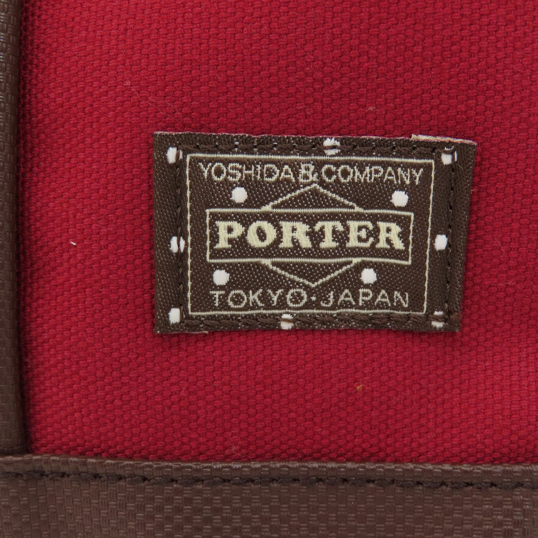 PORTER Tote Bag canvas Red logo Women Used Authentic